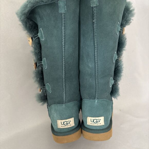 Womens UGG Boots Bailey Button Tall Triplet Teal Suede Boho Festival Rare Color6 - Picture 5 of 16